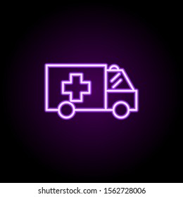 Ambulance neon icon. Simple thin line, outline vector of medical icons for ui and ux, website or mobile application