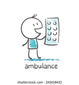 Ambulance offers pills illustration
