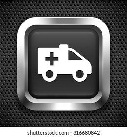 Ambulance on Black Square Button