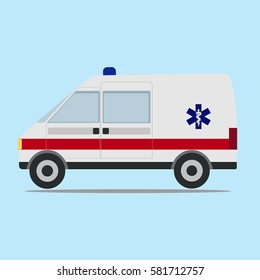 an ambulance on a blue background