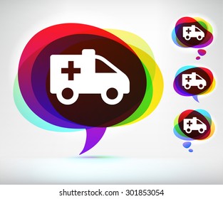 Ambulance on Colorful Speech Bubble