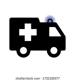 Ambulance on emergency call,  minimalist vector illustration symbol