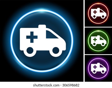 Ambulance on Glow Round Button