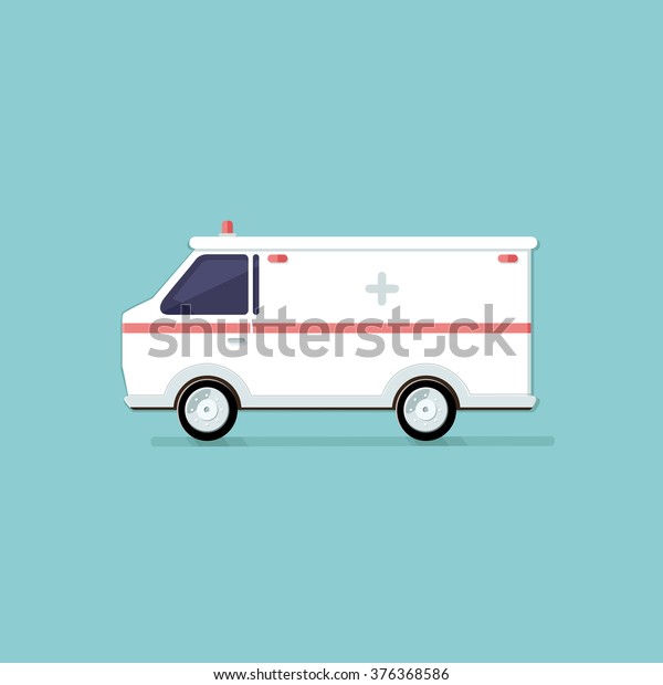 Ambulance on a light background. illustration.\
Flat style vector\
icons.