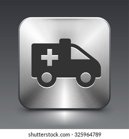 Ambulance on Silver Square Button