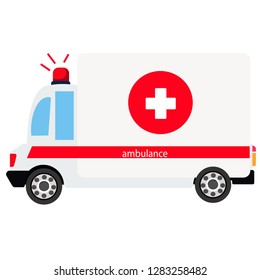 The ambulance is on the white background.