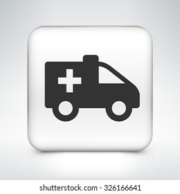 Ambulance on White Square Button