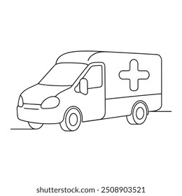 Ambulância Uma linha contínua linha arte vetor ilustração no fundo branco