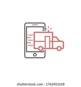 icono de la línea de ambulancia. Signo vectorial para gráfico web.