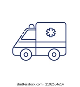 Ambulance outline icon. Collection of stylish icons on the theme of medical tools, drugs and healthcare diagnostics. Vector monochrome illustrations isolated on white background.