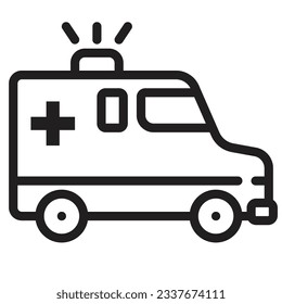 Ambulance outline icon. Transportation illustration for templates, web design and infographics. Pixel-perfect at 64x64