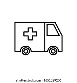 Ambulance with outline icon vector