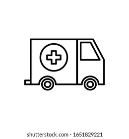 Ambulance with outline icon vector