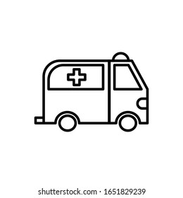 Ambulance with outline icon vector