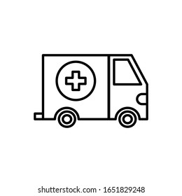 Ambulancia con vector de icono de contorno