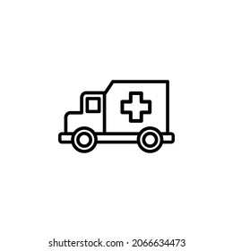 Ambulance With Outline Icon Vector