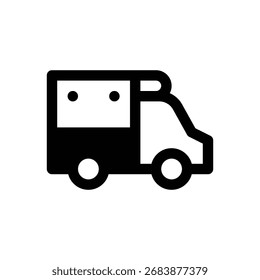 Ambulancia. Icono de Vector de trazo delineado con detalles rellenos de negro.