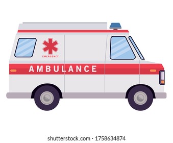 Diseño de la vista lateral paramédica de la ambulancia, emergencia de la guardia de vida y tema de rescate Ilustración vectorial