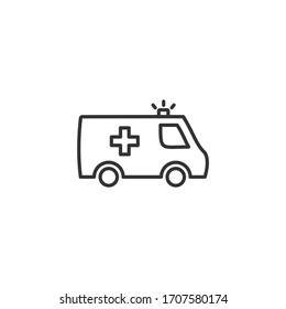 Ambulance paramedic vehicle - line icon. Ambulance truck symbol -outline style design. Vector illustration. 