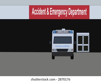 Ambulance Parked Outside Accident And Emergency Department Entrance