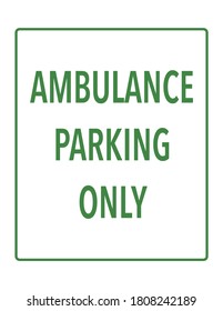 Ambulance parking lettering green on white background vector illustration