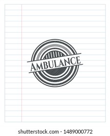 Ambulance pencil draw. Vector Illustration. Detailed.