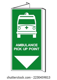 Ambulanz Pick-Up Point Symbol Sign, Vektorgrafik, einzeln auf weißem Hintergrund, Label ,Symbol. EPS10