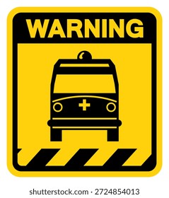 Ambulance Pick Up Point Warning Sign, Vector Illustration, Isolate On White Background Label.EPS10