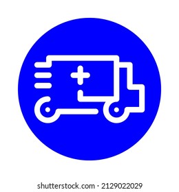 ambulance with plus vector icon sign symbol. isolated graphic illustration