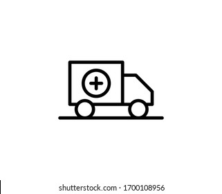 Ambulance premium line icon. Simple high quality pictogram. Modern outline style icons. Stroke vector illustration on a white background. 