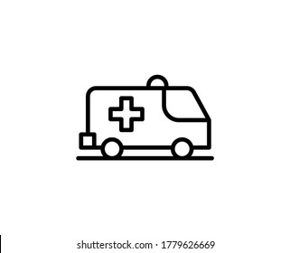 Ambulance premium line icon. Simple high quality pictogram. Modern outline style icons. Stroke vector illustration on a white background. 