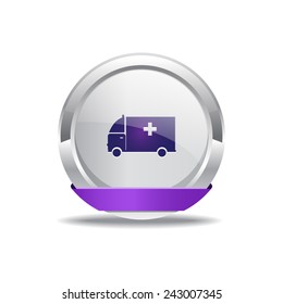Ambulance Purple Vector Icon Button