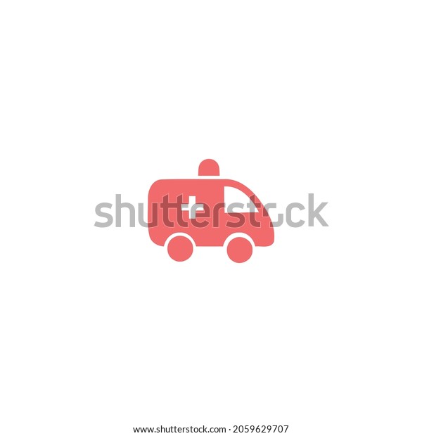 ambulance red icon, medical red icon isolated
white background