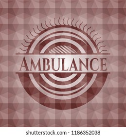Ambulance red seamless badge with geometric pattern background.