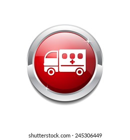 Ambulance Red Vector Icon Button