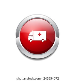 Ambulance Red Vector Icon Button