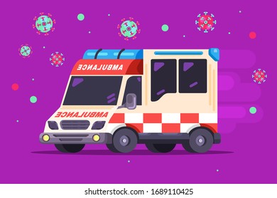 An ambulance rushing through the road during the coronavirus / Covid-19 outbreak.