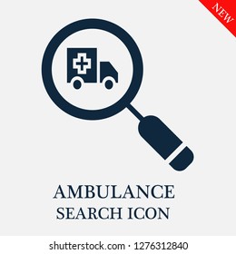 Ambulance search icon. Editable Ambulance search icon for web or mobile.