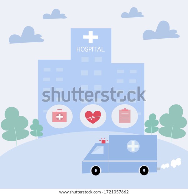 The ambulance is sending patients to the hospital,\
Ambulance vector image