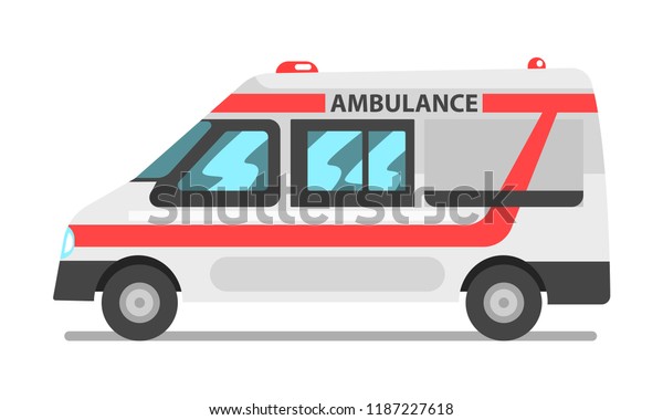 Ambulance service car, emergency\
medical service vehicle vector Illustration on a white\
background