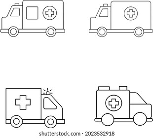 Ambulance set icon flat  simple desain