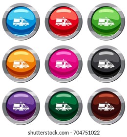 Ambulance set icon isolated on white. 9 icon collection vector illustration
