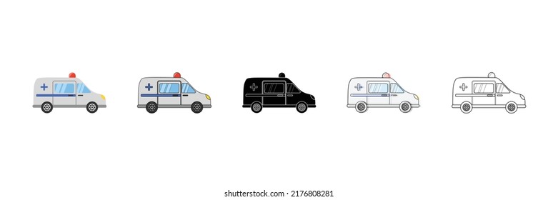 Ambulance Set Vector Type Icon