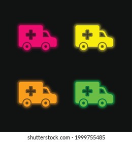 Ambulanzseite Vier farbige Neonvektorsymbol anzeigen