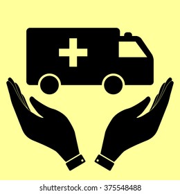 Ambulance sign. Flat style icon vector illustration.