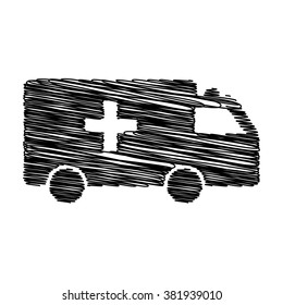 Ambulance sign. Icon with scribble effect