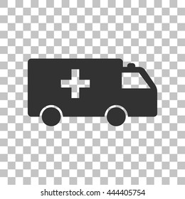 Ambulance sign illustration. Dark gray icon on transparent background.