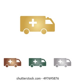 Ambulance sign illustration. Metal icons on white backgound.