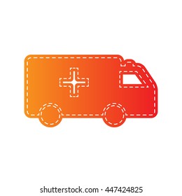 Ambulance sign illustration. Orange applique isolated.