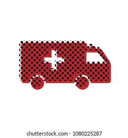 Ambulance sign illustration. Vector. Brown icon with shifted black circle pattern as duplicate at white background. Isolated.